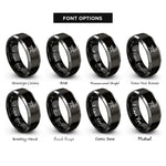 font options for inside engraving on black & silver grooming table icon rings