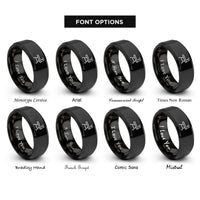 font options for inside engraving on black grooming table icon rings