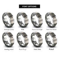 font options for inside engraving on grey grooming table icon rings