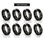 font options for inside engraving on black & gray groove pliers rings