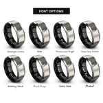 font options for inside engraving on black & gray groove pliers rings
