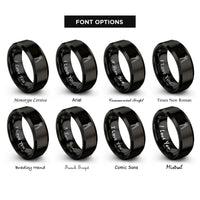 font options for inside engraving on black groove pliers rings