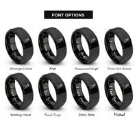 font options for inside engraving on black groove pliers rings