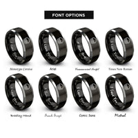 font options for inside engraving on black & grey ground symbol rings