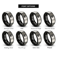 font options for inside engraving on black & grey ground symbol rings