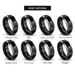 font options for inside engraving on black & silver grouse rings