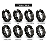 font options for inside engraving on black & silver grouse rings