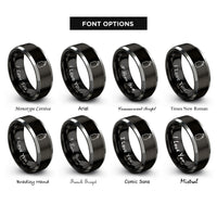 font options for inside engraving on black & gray growler rings