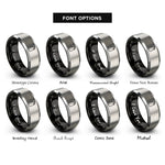 font options for inside engraving on black & grey growler rings