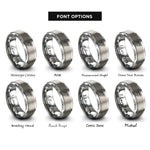 font options for inside engraving on silver guard heart flag rings