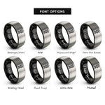 font options for inside engraving on black & gray guard tower silhouette rings