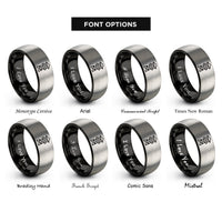 font options for inside engraving on black & gray guard tower silhouette rings
