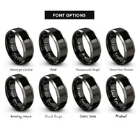 font options for inside engraving on black & gray guard tower silhouette rings