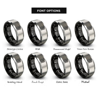 font options for inside engraving on black & silver guard tower silhouette rings