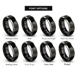 font options for inside engraving on black & gray guardian angel silhouette rings