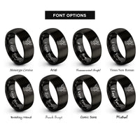font options for inside engraving on black guardian angel silhouette rings