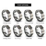 font options for inside engraving on grey guardian angel silhouette rings