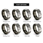 font options for inside engraving on gunmetal & grey guardian angel silhouette rings