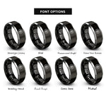 font options for inside engraving on black & silver guardian eye circle rings