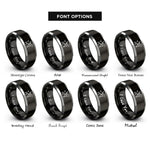 font options for inside engraving on black & silver guide dog harness rings