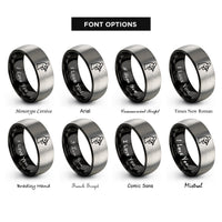 font options for inside engraving on black & gray guinea fowl rings