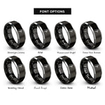 font options for inside engraving on black & grey guinea fowl rings