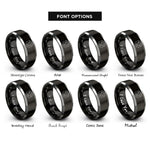 font options for inside engraving on black & silver guinea pig rings