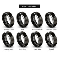font options for inside engraving on black & gray guinea pig rings