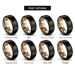 font options for inside engraving on black & rose gold guinea pig rings