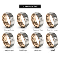 font options for inside engraving on rose gold & grey guinea pig rings