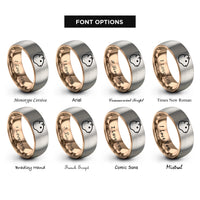 font options for inside engraving on rose gold & gray guinea pig rings