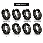 font options for inside engraving on black & gray guiro scraper rings