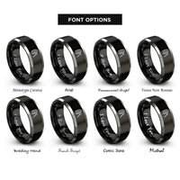 font options for inside engraving on black & gray guiro scraper rings