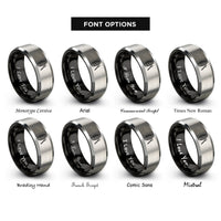 font options for inside engraving on black & silver guiro scraper rings