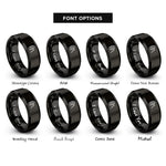font options for inside engraving on black guiro scraper rings
