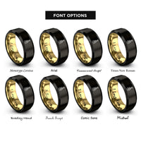 font options for inside engraving on black & gold guitar rings