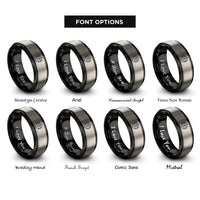 font options for inside engraving on black & silver guitar circle rings