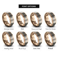 font options for inside engraving on rose gold guitar circle rings