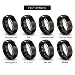 font options for inside engraving on black & silver guitar controller rings