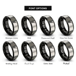 font options for inside engraving on black & silver guitar controller rings