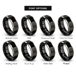 font options for inside engraving on black & grey guitar f holes rings