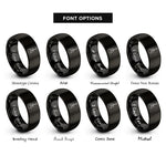 font options for inside engraving on black guitar f holes rings