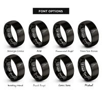font options for inside engraving on black guitar f holes rings