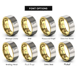 font options for inside engraving on gold & gray guitar f holes rings