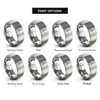 font options for inside engraving on silver guitar f holes rings