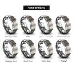font options for inside engraving on grey guitar f holes rings