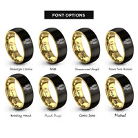 font options for inside engraving on black & gold guitar headstock rings