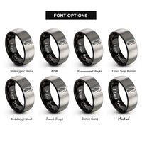 font options for inside engraving on black & silver guitar headstock rings