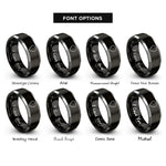 font options for inside engraving on black & grey guitar pick rings