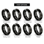 font options for inside engraving on black & grey guitar pick rings